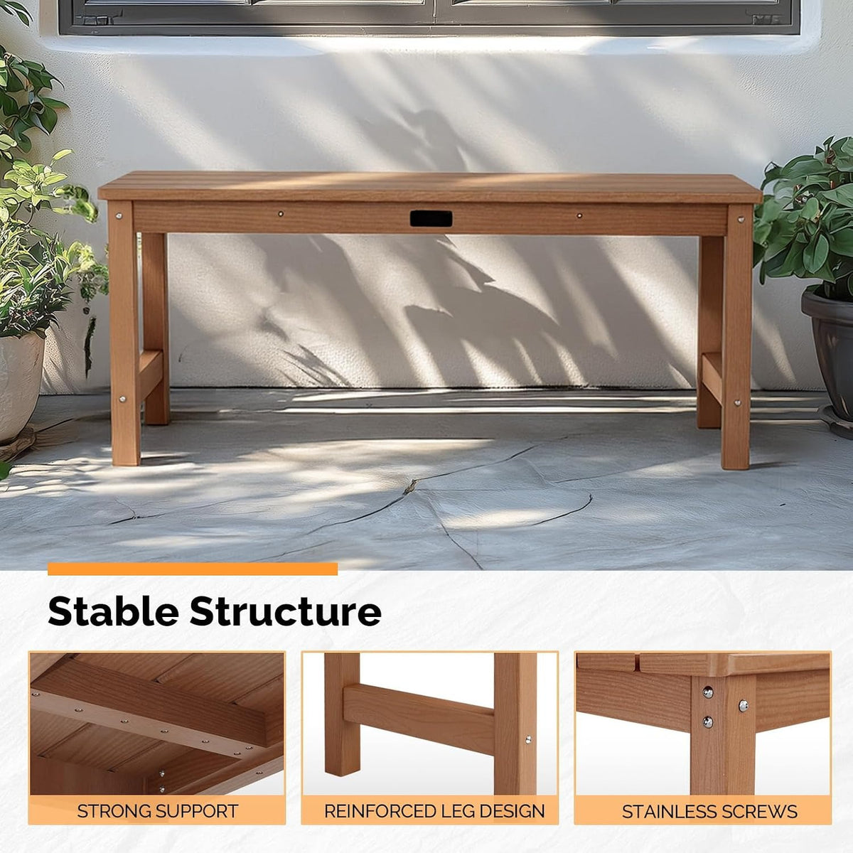 Heavy‑Duty HDPE Outdoor Patio Bench