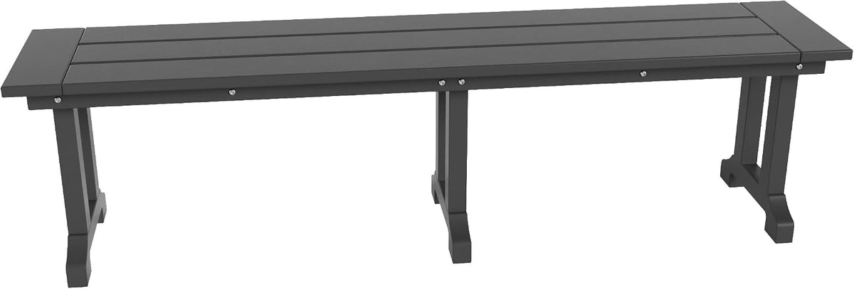Gray HDPE Heavy‑Duty Outdoor Patio Bench