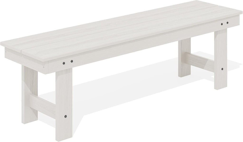 White HDPE Two‑Person Backless Bench