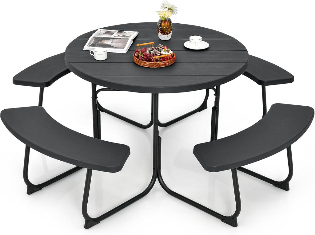 HDPE Round Outdoor Picnic Table Set