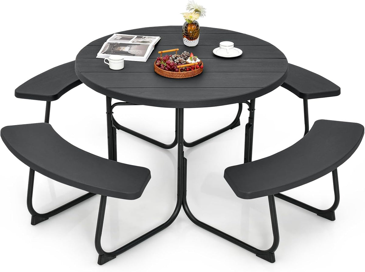 HDPE Round Outdoor Picnic Table Set