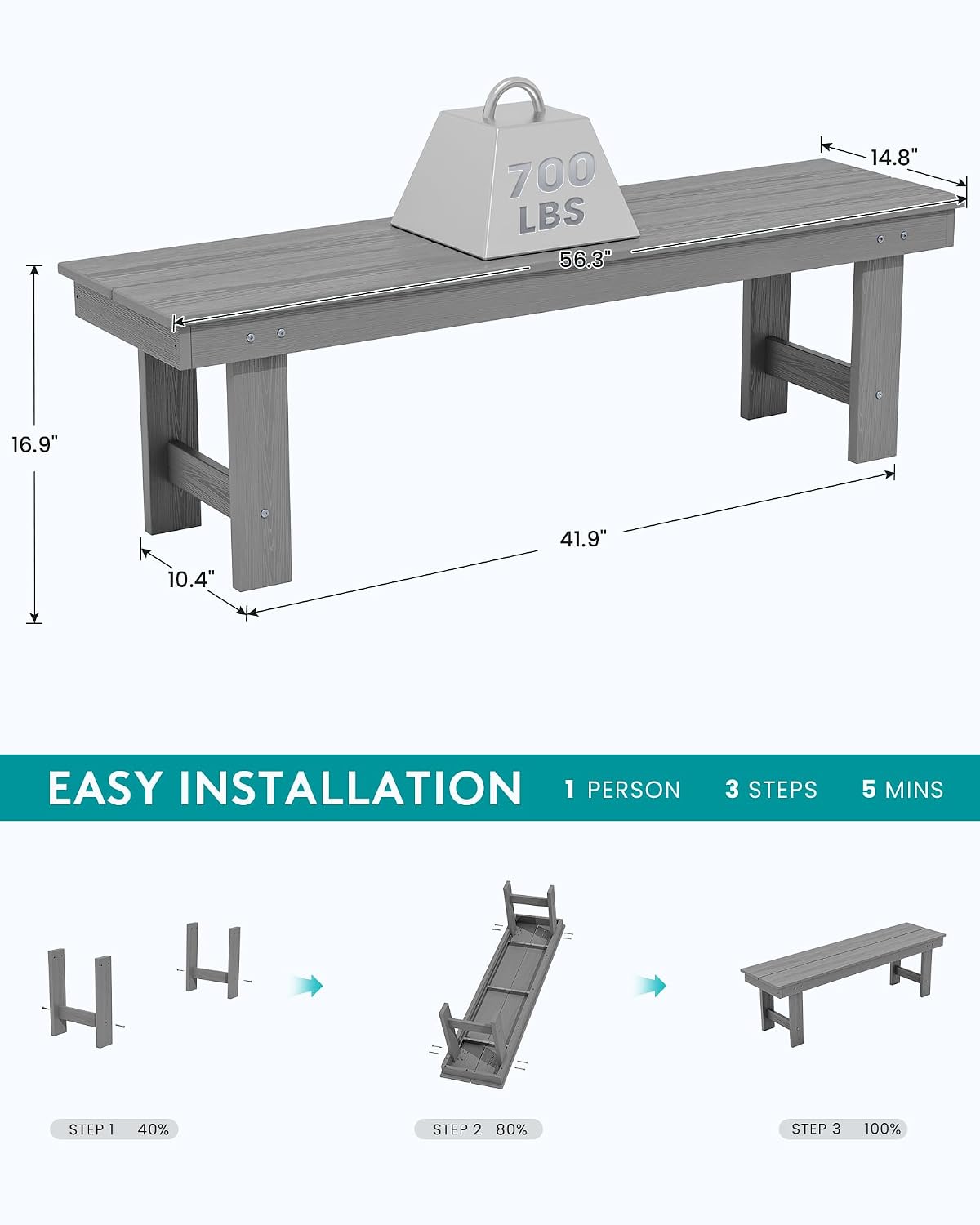 All‑Weather HDPE Outdoor Patio Bench