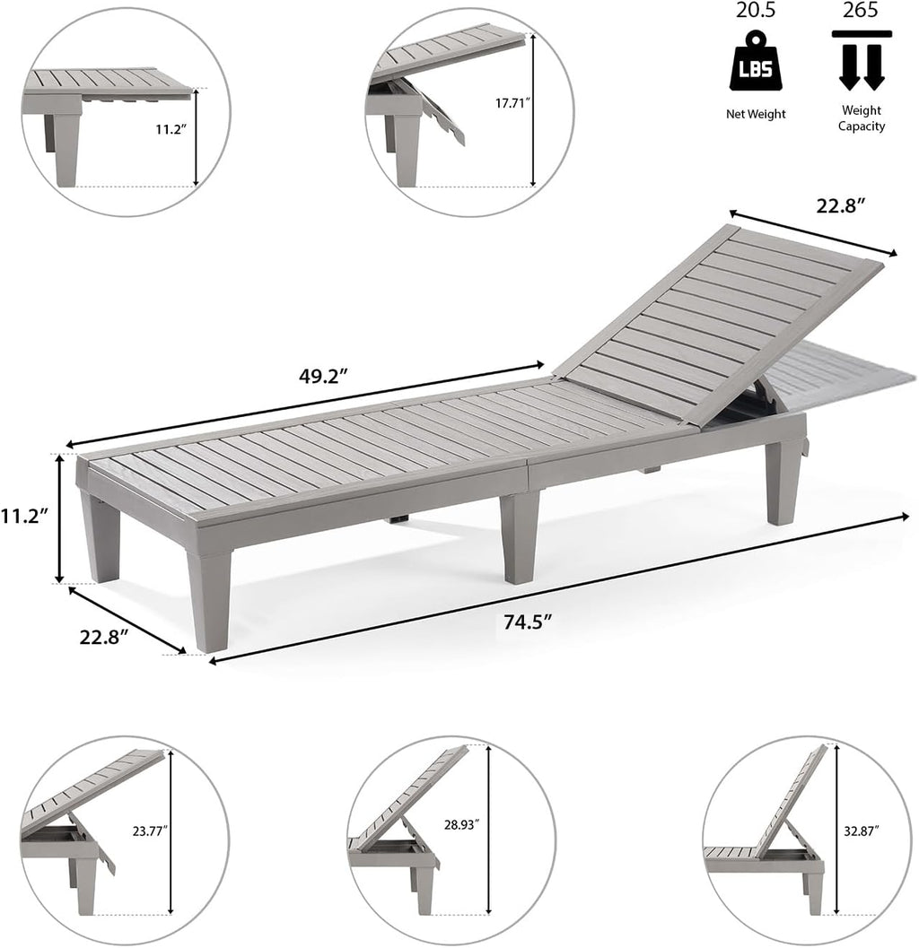 Waterproof Adjustable Outdoor Lounge Chairs