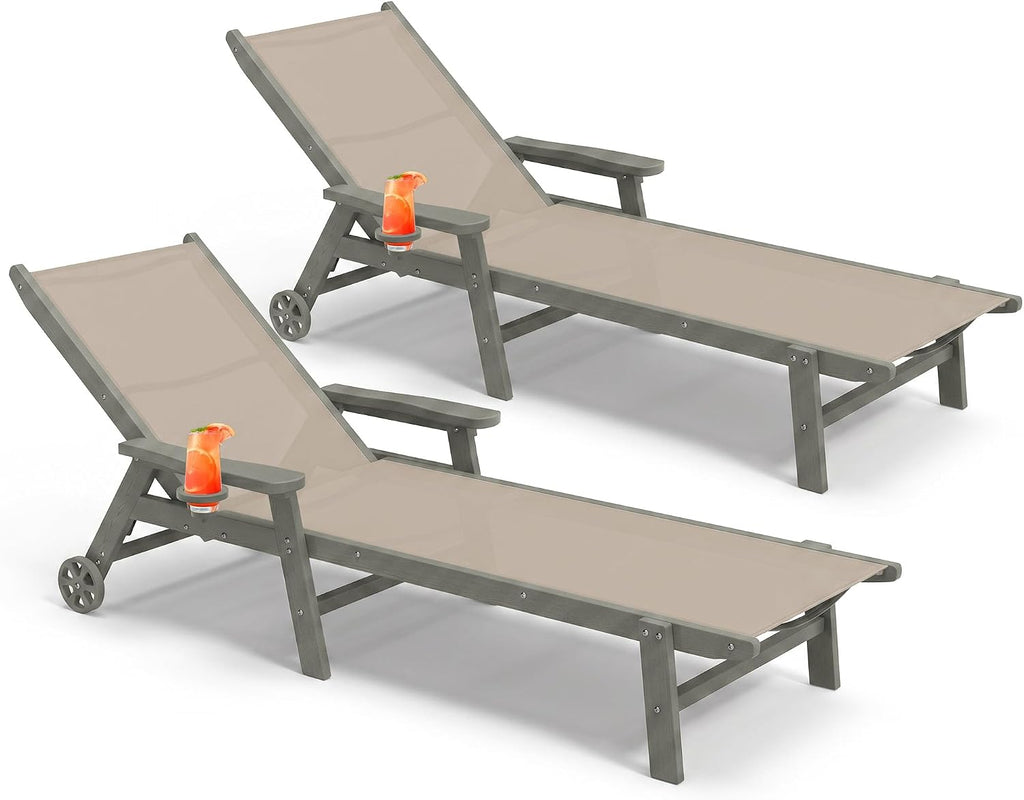 HDPE Adjustable Wheeled Outdoor Lounge Chairs