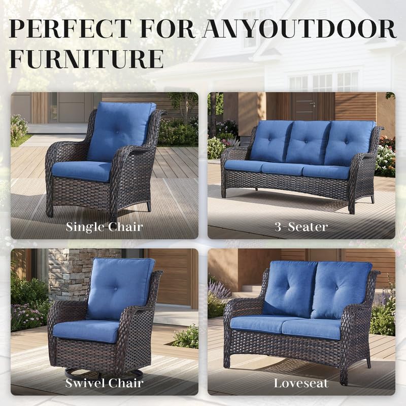Cushioned Wicker 3‑Seater Outdoor Patio Sofa