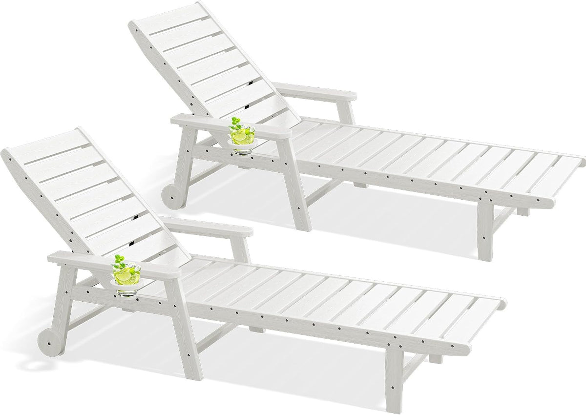 HDPE Adjustable Wheeled Outdoor Lounge Chairs