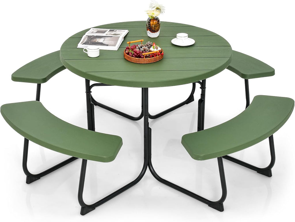 HDPE Round Outdoor Picnic Table Set