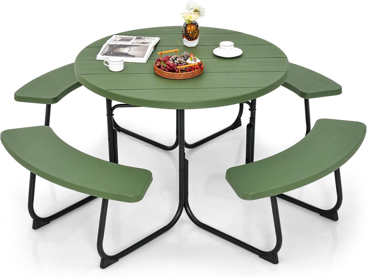 HDPE Round Outdoor Picnic Table Set