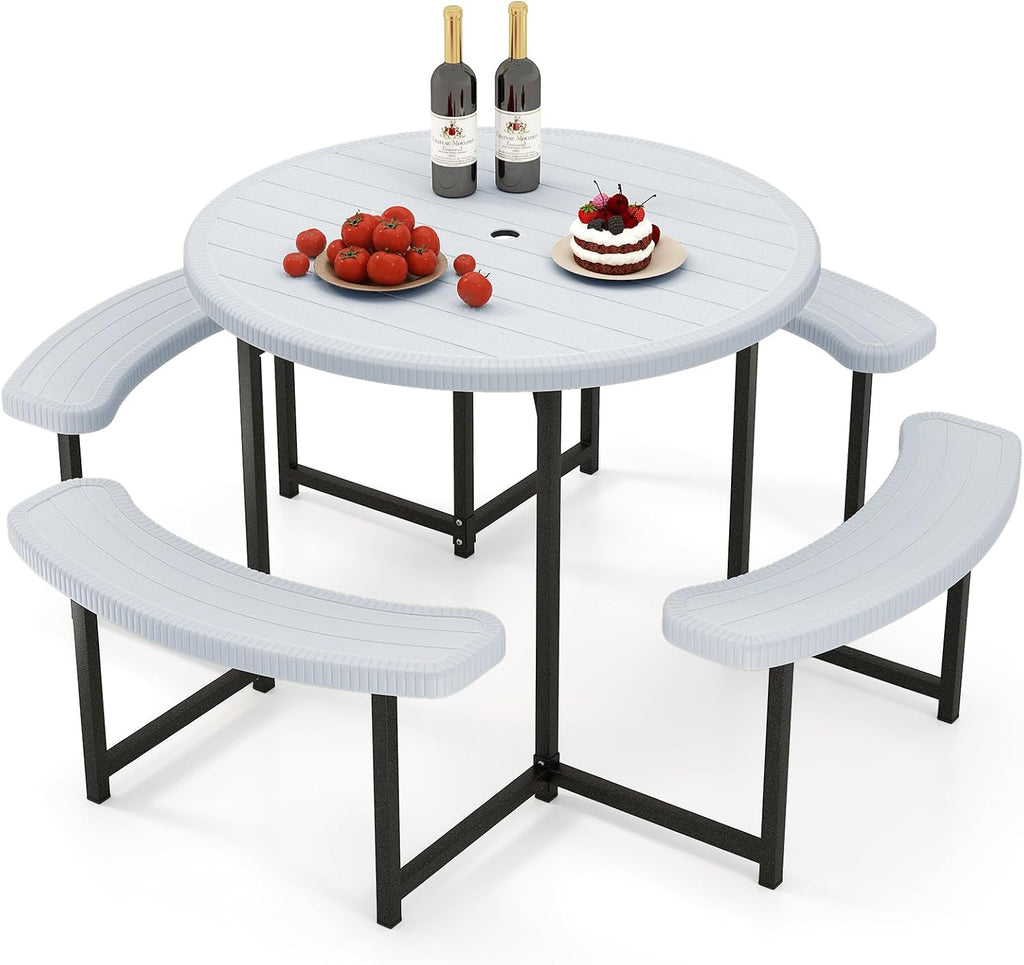 HDPE Round Outdoor Picnic Table Set