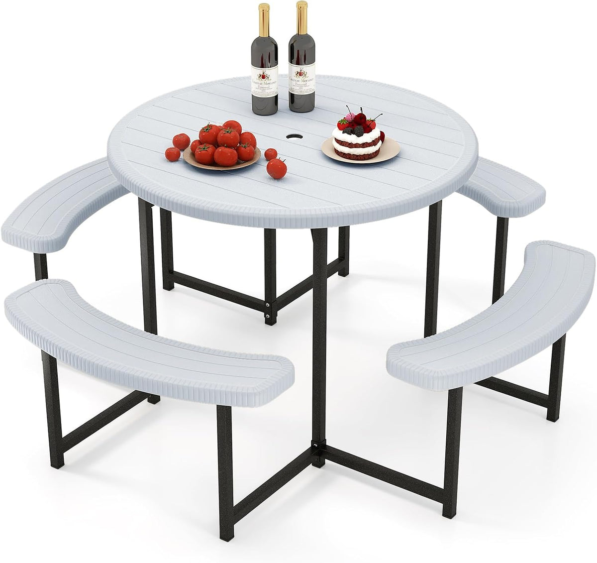 HDPE Round Outdoor Picnic Table Set