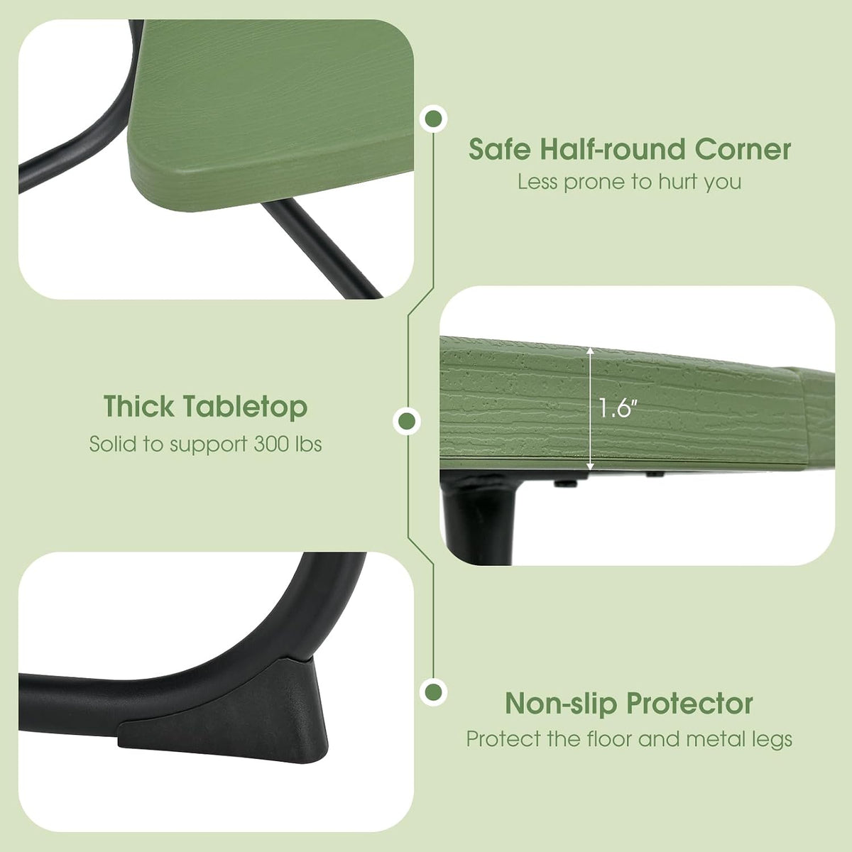 HDPE Round Outdoor Picnic Table Set