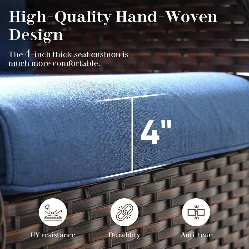 Cushioned Wicker 3‑Seater Outdoor Patio Sofa