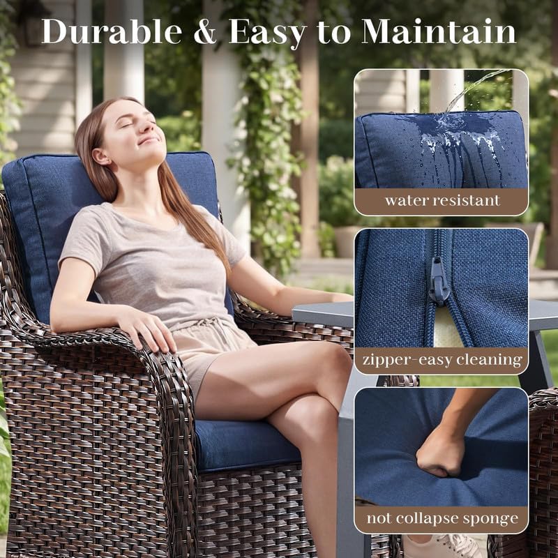 Cushioned Wicker 3‑Seater Outdoor Patio Sofa
