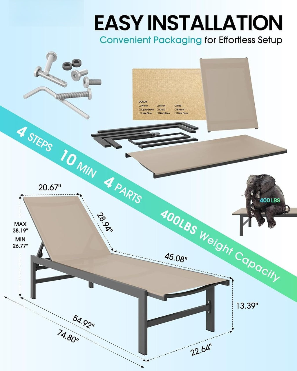 Aluminum Adjustable Outdoor Lounge Chair