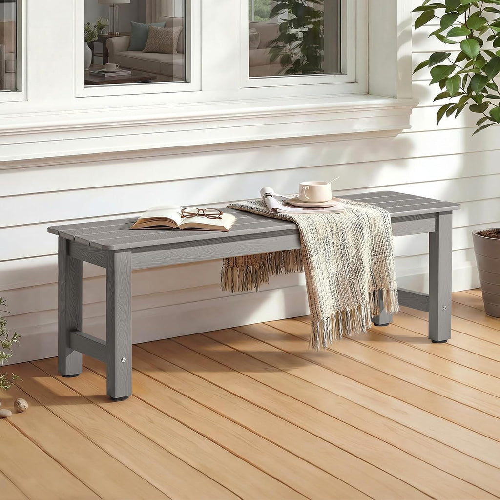 Grey Poly‑Lumber Weatherproof Garden Bench