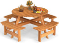 Wooden Round Outdoor Picnic Table Set