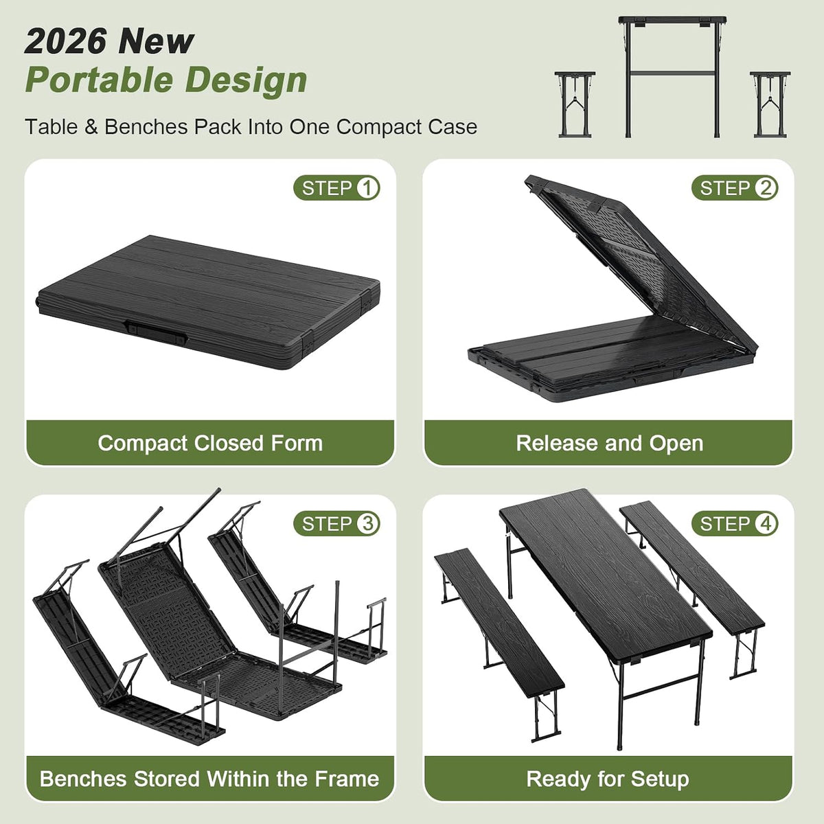 Portable HDPE Folding Picnic Table Set