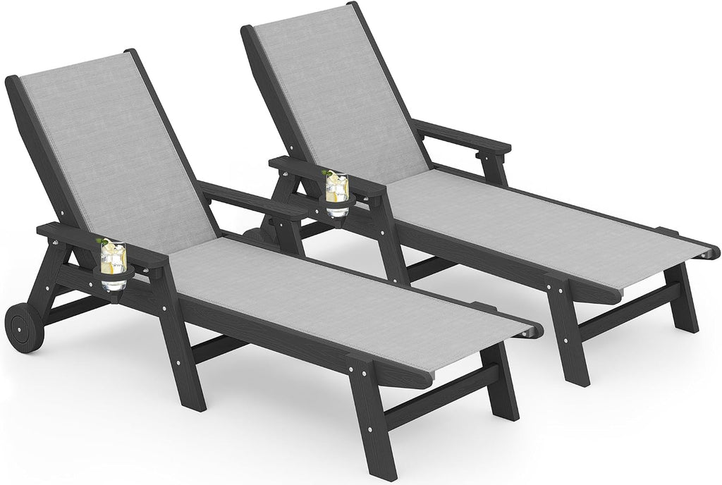 Textilene Wheeled Outdoor Lounge Chairs