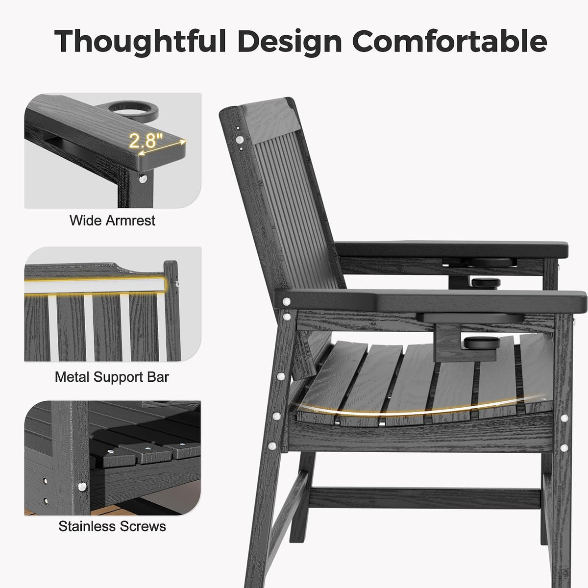 HDPE Weatherproof Two‑Person Outdoor Bench