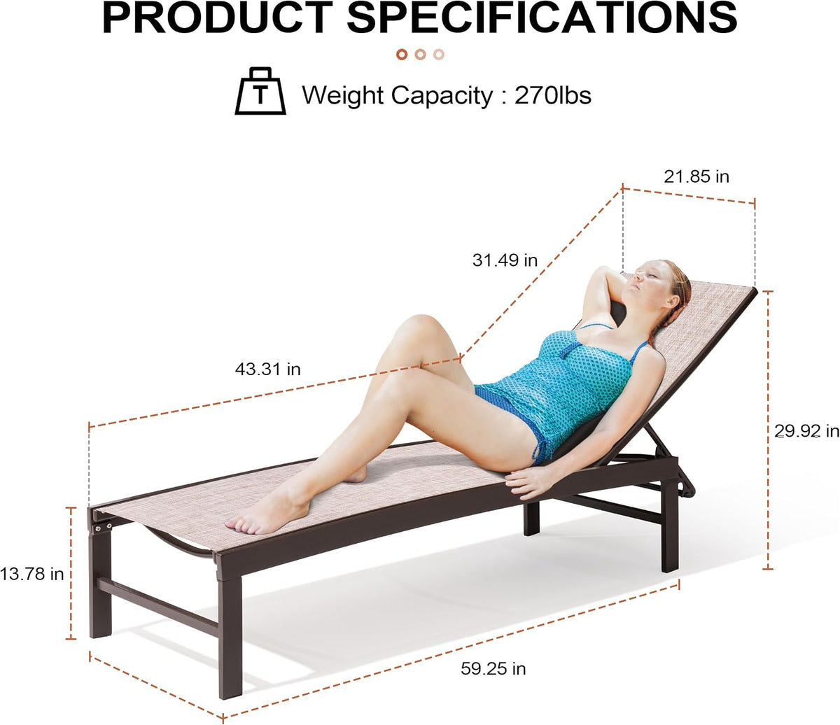 Metal Adjustable Outdoor Lounge Chairs