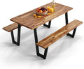 Acacia Wood Outdoor Picnic Table Set