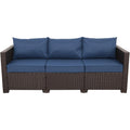Cushioned Wicker 3‑Seater Outdoor Patio Sofa