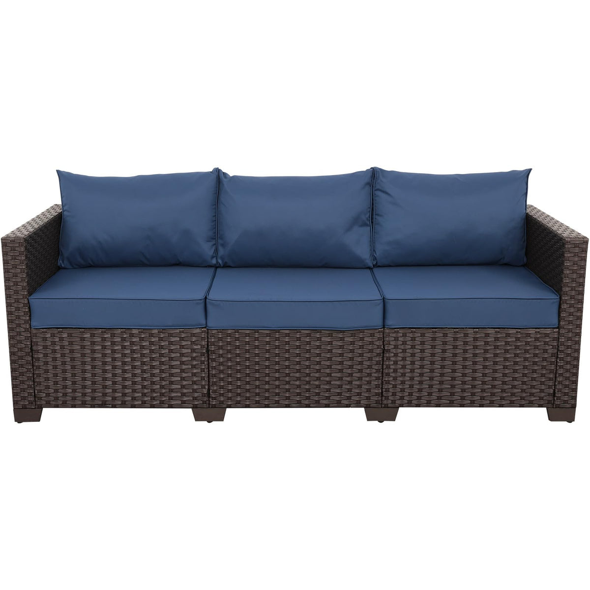 Cushioned Wicker 3‑Seater Outdoor Patio Sofa
