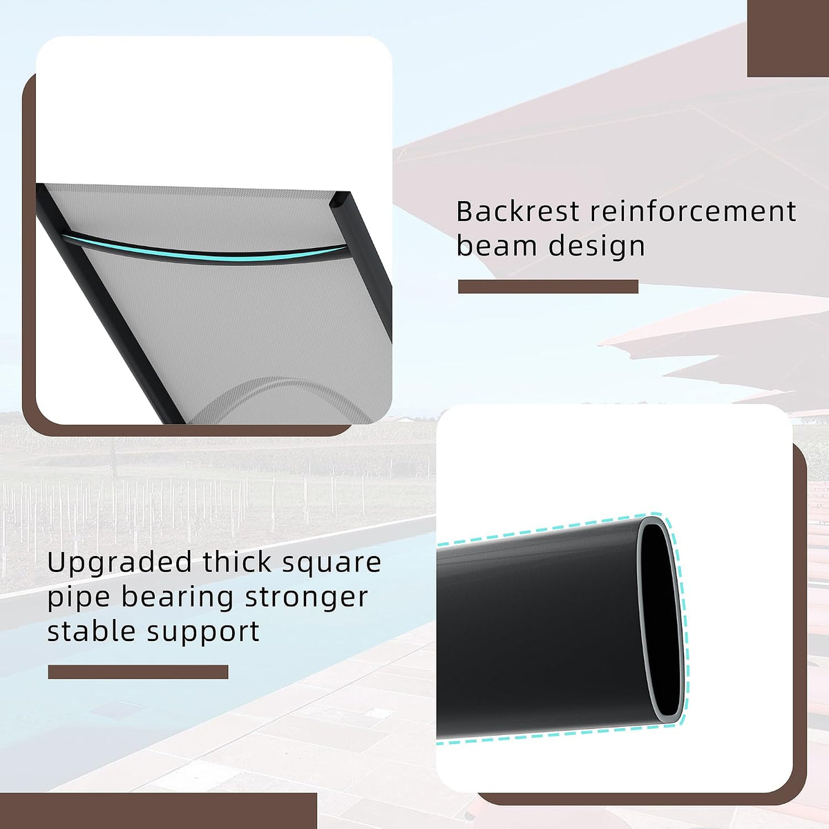 Adjustable Armrest Outdoor Lounge Chairs