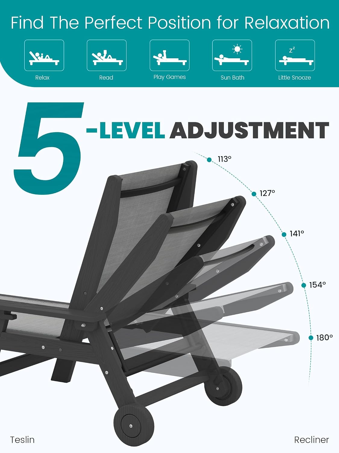 Textilene Wheeled Outdoor Lounge Chairs