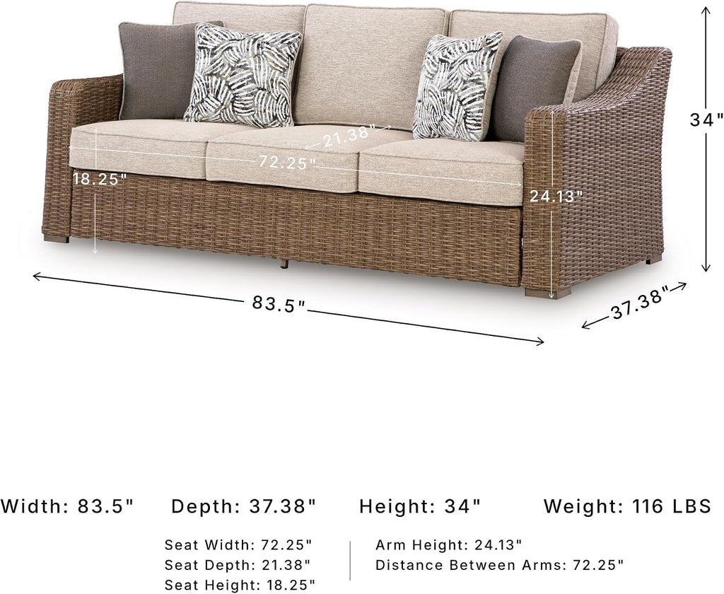 Cushioned Wicker 3‑Seater Outdoor Patio Sofa
