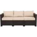 Cushioned Wicker 3‑Seater Outdoor Patio Sofa