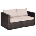 Cushioned Wicker Outdoor Patio Loveseat Sofa