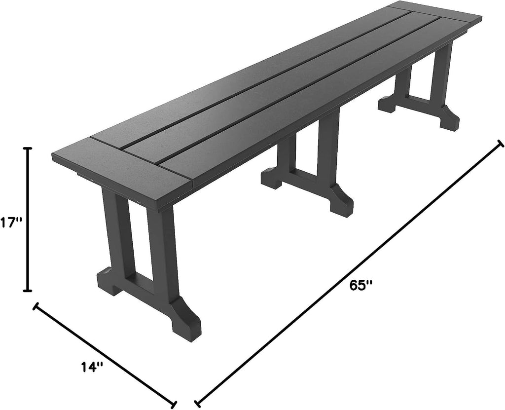 Gray HDPE Heavy‑Duty Outdoor Patio Bench