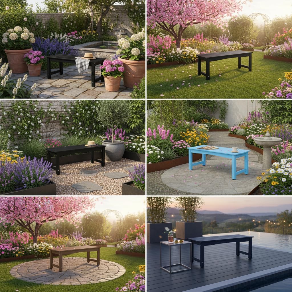 Grey Poly‑Lumber Weatherproof Garden Bench