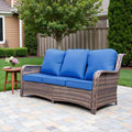 Cushioned Wicker 3‑Seater Outdoor Patio Sofa