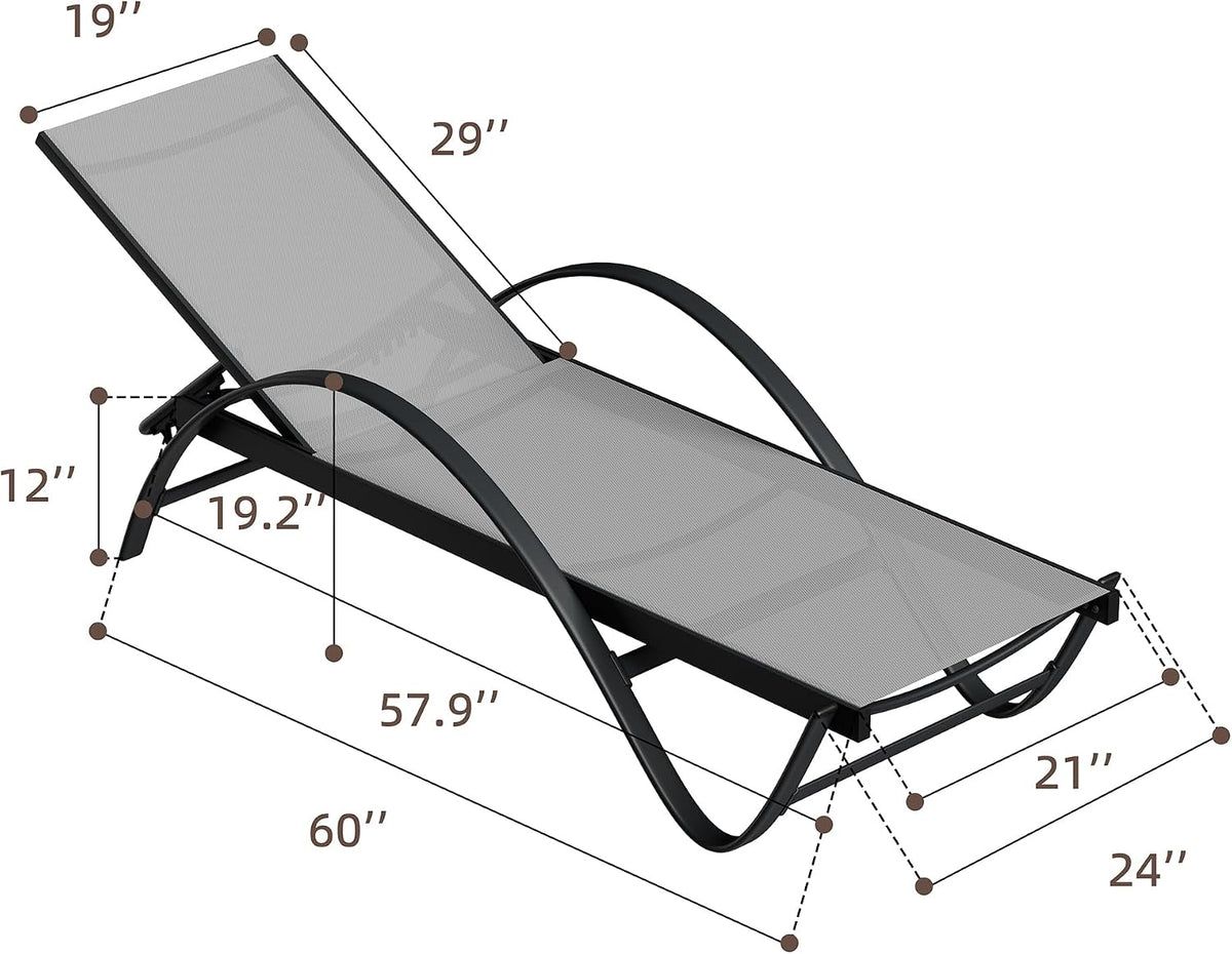 Adjustable Armrest Outdoor Lounge Chairs