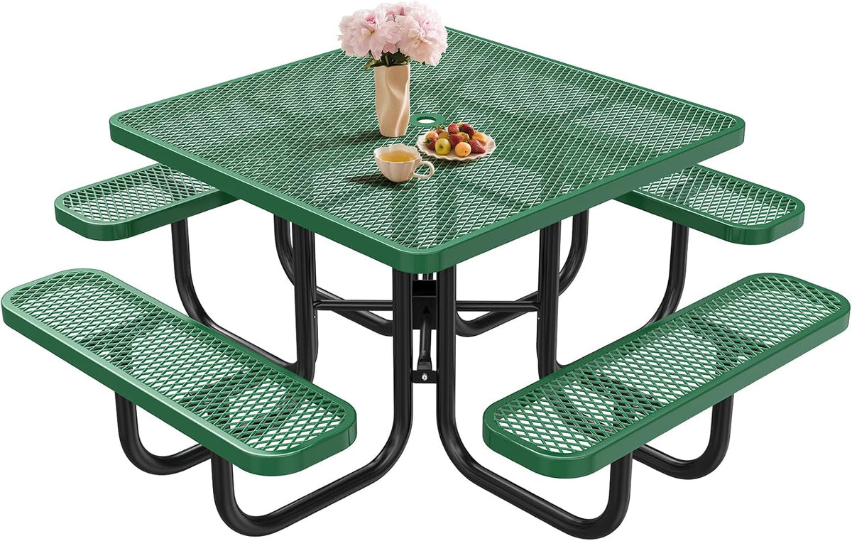 Metal Square Outdoor Picnic Table Set