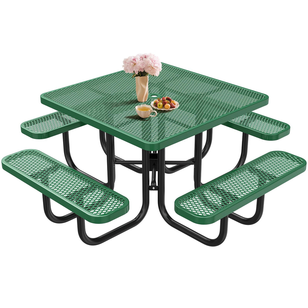 Metal Square Outdoor Picnic Table Set
