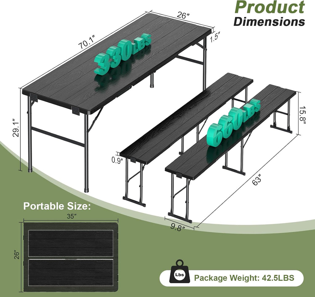 Portable HDPE Folding Picnic Table Set