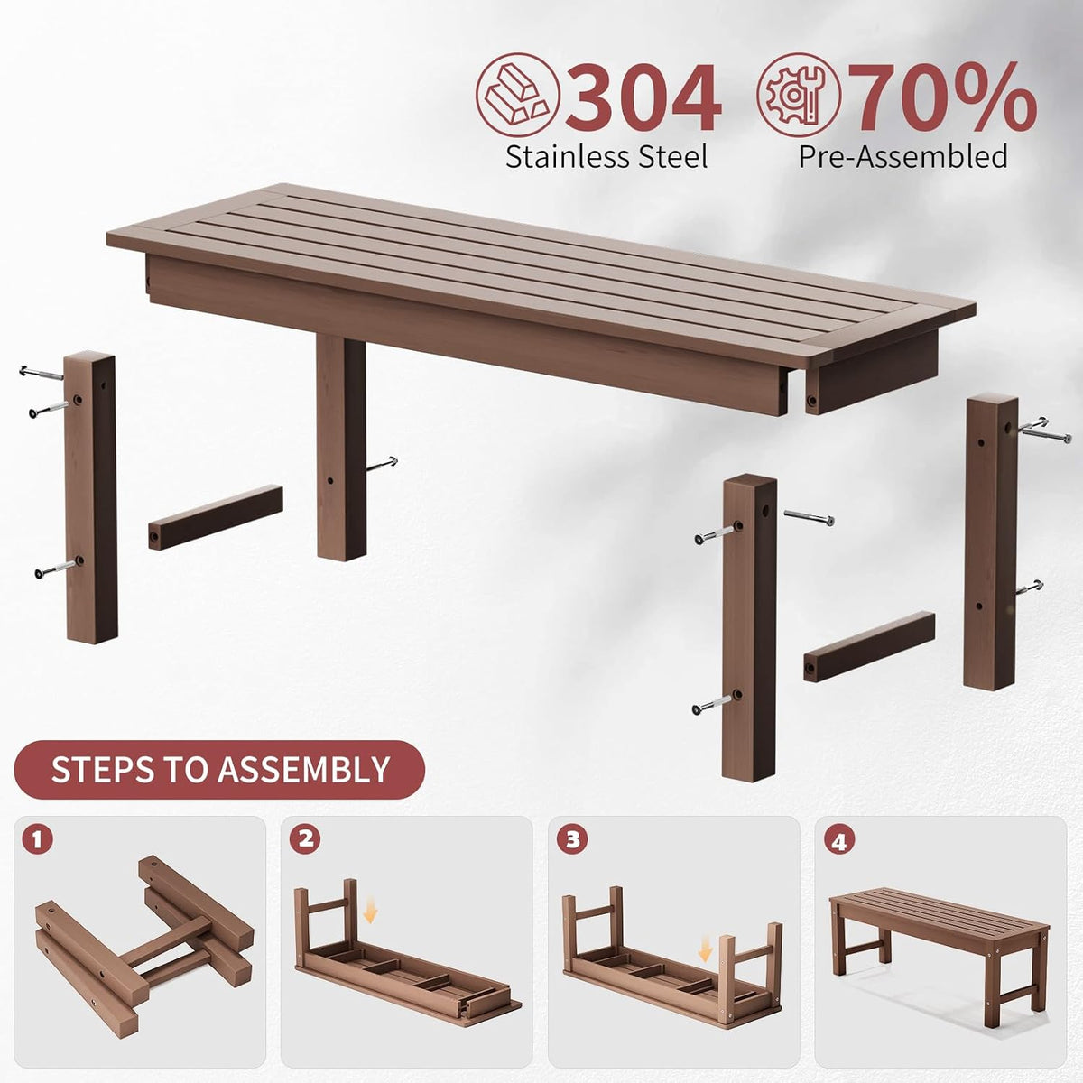 Poly Lumber Weatherproof Outdoor Bench