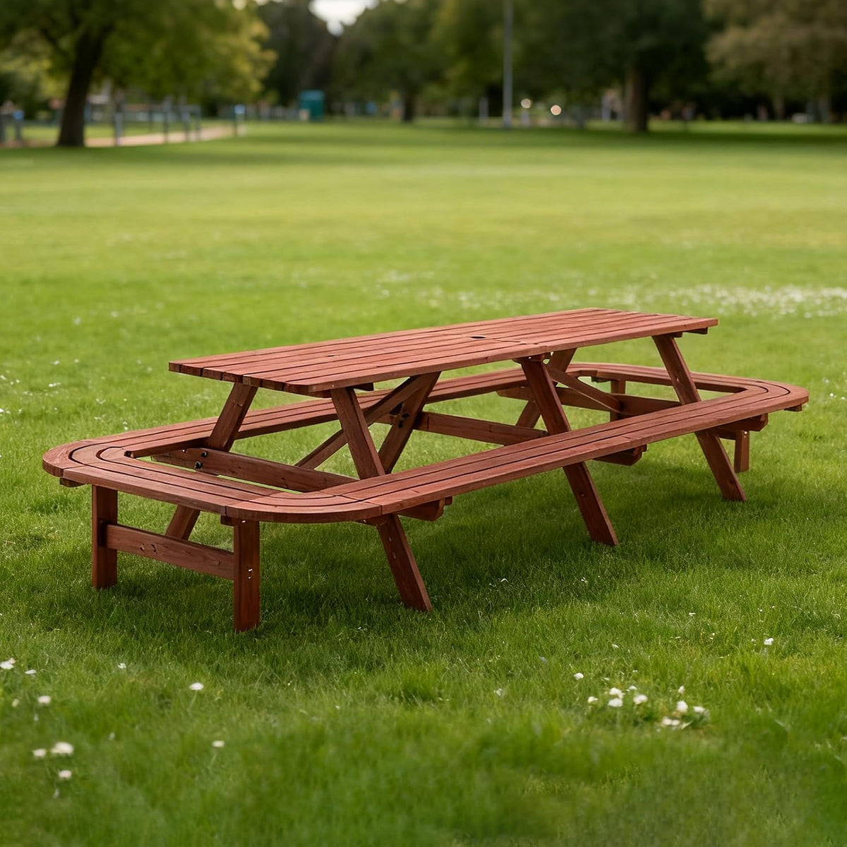 Large Wooden Rectangular Outdoor Picnic Set
