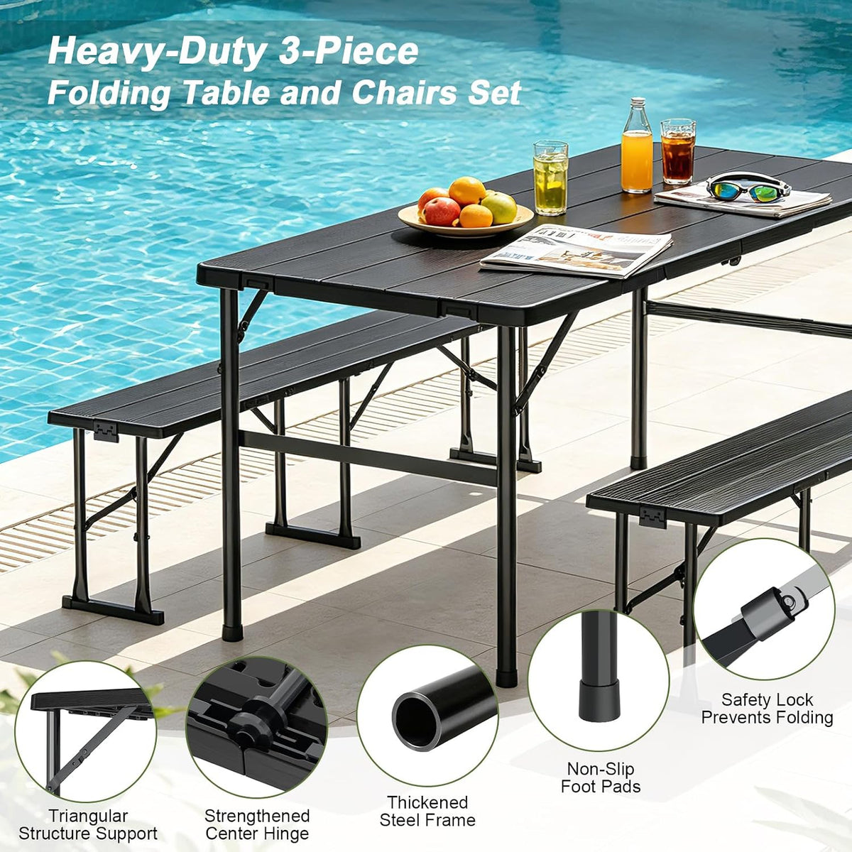 Portable HDPE Folding Picnic Table Set