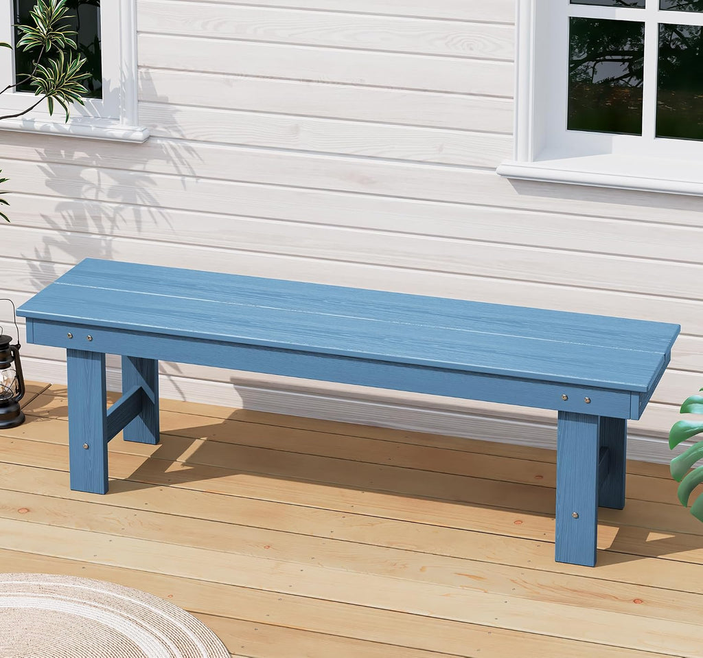 Navy HDPE Two‑Person Backless Bench
