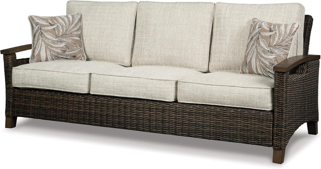 Cushioned Wicker 3‑Seater Outdoor Patio Sofa