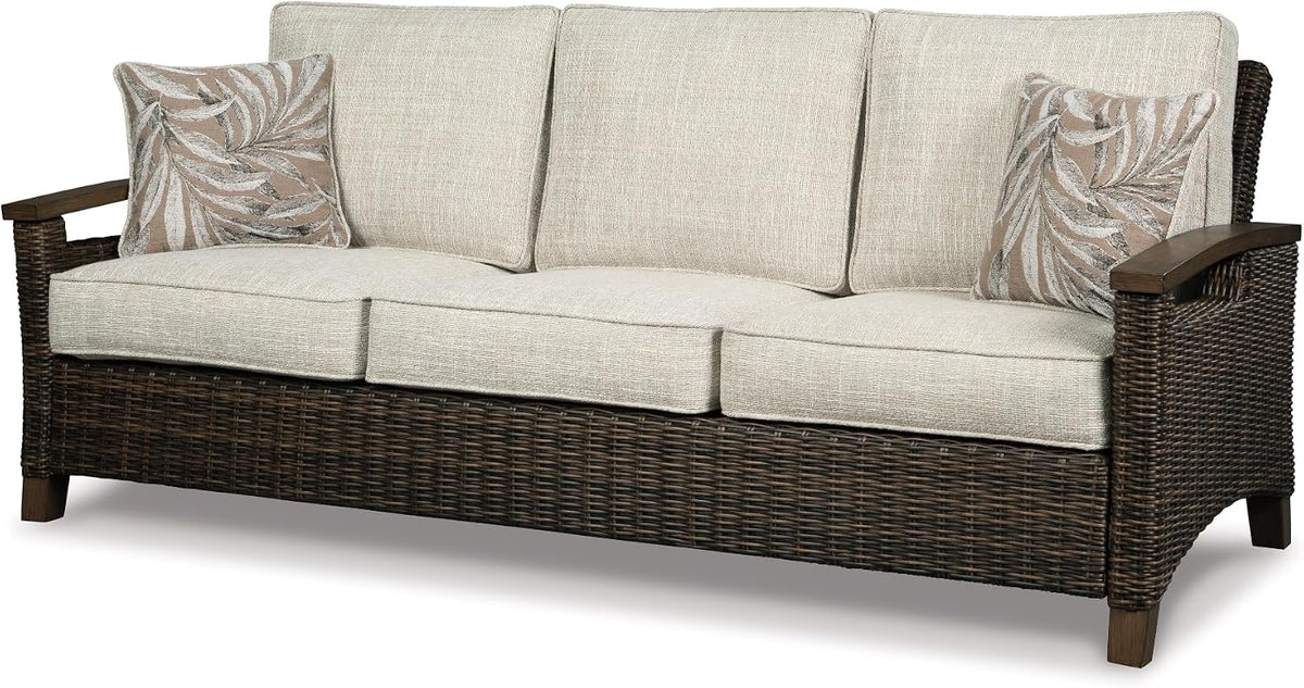 Cushioned Wicker 3‑Seater Outdoor Patio Sofa