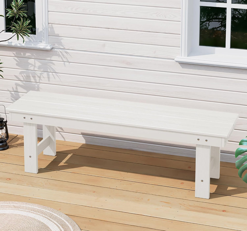 White HDPE Two‑Person Backless Bench