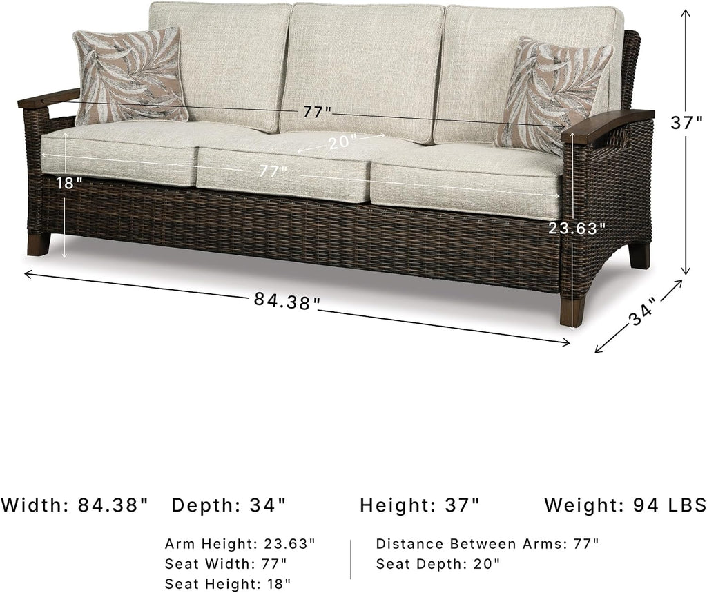 Cushioned Wicker 3‑Seater Outdoor Patio Sofa