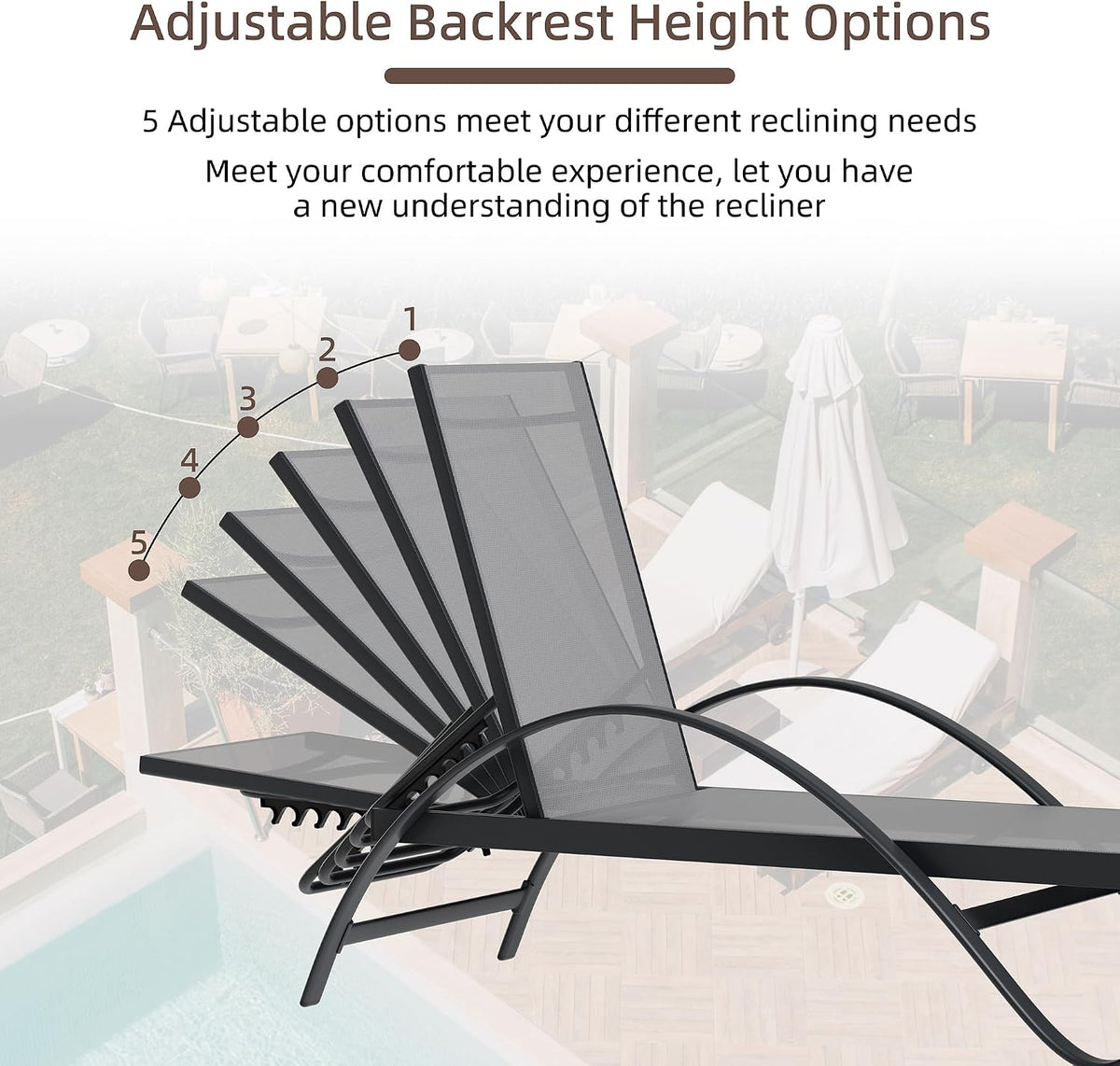 Adjustable Armrest Outdoor Lounge Chairs