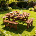Wooden Square Outdoor Picnic Table Set