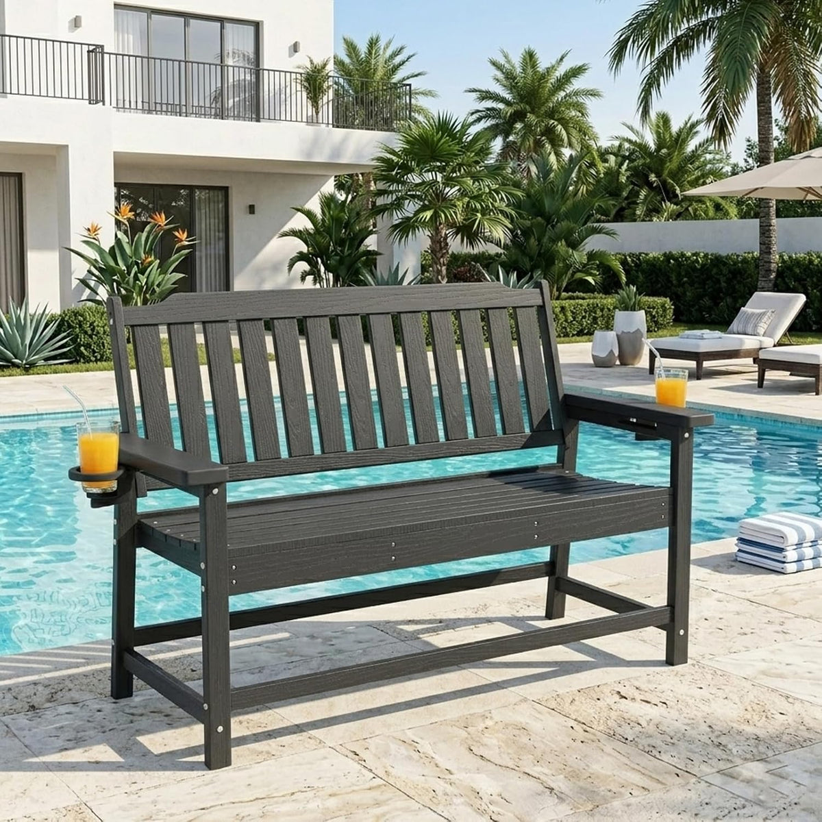 HDPE Weatherproof Two‑Person Outdoor Bench